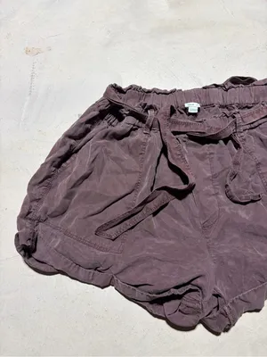 Aerie Paperbag Waist Drawstring Shorts Plum burgundy large thumbnail 2