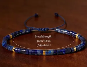 Exquisite Lapis Lazuli Bracelet - Adjustable Simple Blue Gemstone Bracelet thumbnail 4
