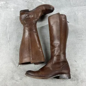 Frye Melissa Riding Boots Womens 8B Brown Leather Stud Back Zip thumbnail 3