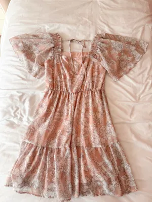 Lucy in the Sky Big Waterblue Sky Pink And White Floral Ruffle Mini Dress Size Small thumbnail 2
