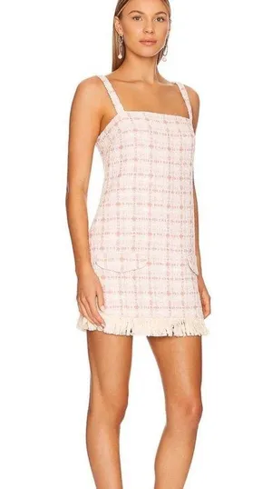 ALEXIS tweed fringe hem mini dress thumbnail 2