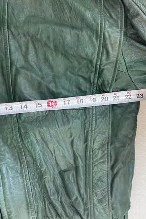vintage dark green leather bomber jacket Full Zip Women’s Sz XL Made in Mexico thumbnail 7
