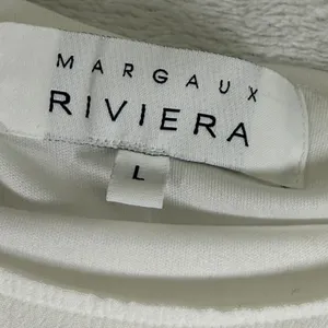 Margaux Riviera Colorblock Tiered Ruffle Mini Dress White Tan Yellow Large thumbnail 2