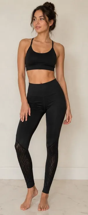Victoria's Secret PINK Cool & Comfy Seamless Laser Cut Leggings Black Small‎ thumbnail 1