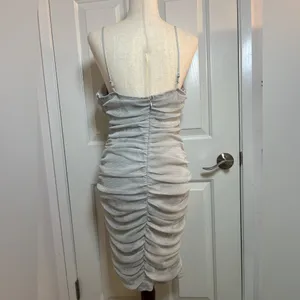 Lulu's Shimmering Silver Ruched‎ Mini Dress thumbnail 3