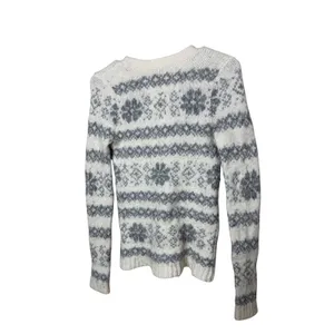 Hollister Y2K Fair Isle Knit Cardigan Sweater Cream Grey Size S thumbnail 6