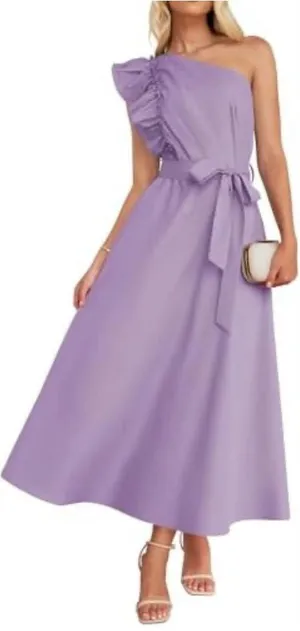 NWT Zesica Purple One Shoulder Maxi Dress Size Small thumbnail 1