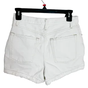 Abercrombie & Fitch white rigid denim distressed natural rise shorts size 27 thumbnail 2