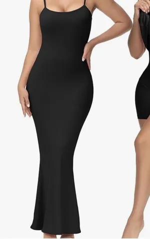 Elegant Black Maxi Dress built‎ in shapewear thumbnail 1