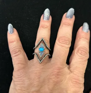 Amrapali Turquoise Sapphire Diamond Stack Ring thumbnail 1