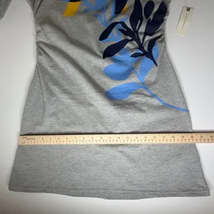 NWT Daily Practice Anthropologie 74 Mini Shirt Dress‎ Medium Grey Ruched Graphic thumbnail 15