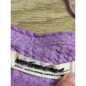 EUC We the Free Free People Thermal Waffle knit Top Purple stretch Size Small thumbnail 3