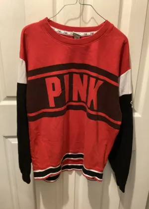 PINK Victoria's Secret Red and Black Logo Sweatshirt thumbnail 1