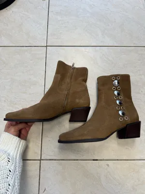 Steve Madden light brown suede ankle booties with silver studs  thumbnail 7