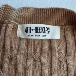 4th & Reckless NWOT 49Y Mocha Tan Cable Knit‎ Maxi Dress Long Sleeve Side Slit M thumbnail 5