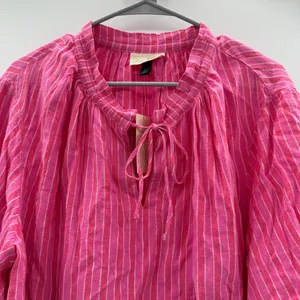 Universal Thread Pink & White Striped V Neck Tie Half Sleeve‎ Top Sz XS NEW thumbnail 4