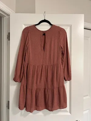 Abercrombie & Fitch Mauve Ditsy Polka Dot Tiered Mini Dress Size Small thumbnail 4