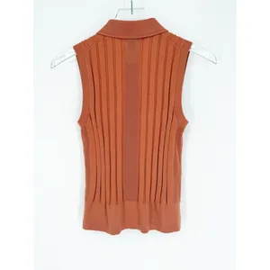 Athleta Fairway 1/2 Zip Knit Sleeveless Polo Women's S Orange‎ Preppy thumbnail 3