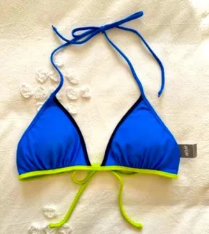 Aerie Blue & Green Triangle Swim Bikini Top Small thumbnail 1