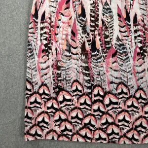 Pants Store Pink Feather Peacock Print Mini Dress Size Medium High Neck Halter thumbnail 3