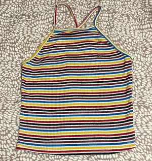 Colorful Striped Halter Top Red Size undefined thumbnail 1