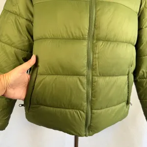 Puffer Jacket Green Quilted Crop Full Zip Mock Neck‎ Womens Size Large Winter thumbnail 2