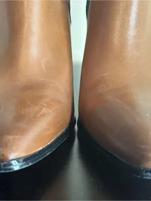 Steve Madden “Knoxi” Cognac Brown Leather Block Heel Chelsea Booties thumbnail 13