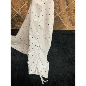 Abercrombie & Fitch White Polka Dot Tie Front Crop Top 3/4 Sleeve Size Medium thumbnail 5