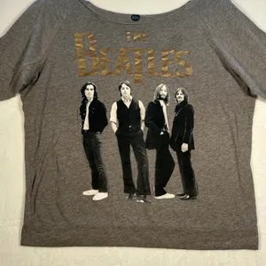 The Beatles Band Graphic Long Sleeve Off Shoulder Top Shirt Size‎ M thumbnail 3