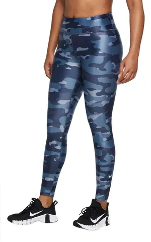 Nike Dri-FIT Women's Mid-Rise Blue Camo Leggings Thunder Blue Size Small thumbnail 1