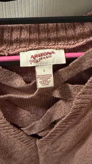 Crisscross V-Neck Long-Sleeve Sweater - Dusty Rose Arizona Jeans small thumbnail 2