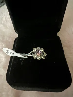 Women’s Gorgeous Silver Plated CZ Rhinestone Ring Size 18/9.5 US thumbnail 1