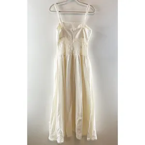 Steve Madden Enza Sleeveless Lace Trim Drop Waist Midi Dress Antique Cream 6 thumbnail 9
