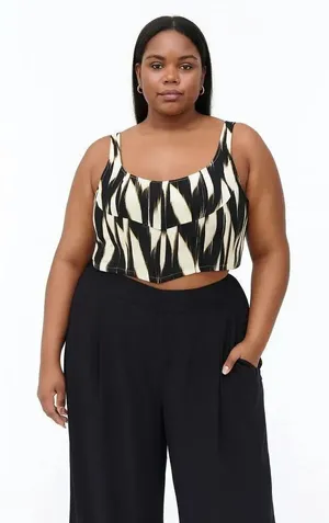 Banana republic printed linen blend crop top Size 14 NEW #741 thumbnail 1