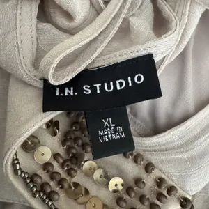 Womens L-XL Taupe Beaded Sequin‎ Neckline Sleeveless Maxi Dress Cowl Back thumbnail 8