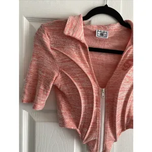 Solely Fit Zip Up Corset Crop Top Womens Size XS Orange Space Dye Knit Y2K Rave thumbnail 2