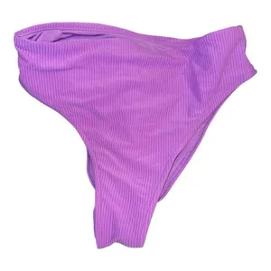 Frankie's Bikinis‎ Vibrant Purple Ribbed Cheeky High Waist Bottom thumbnail 1