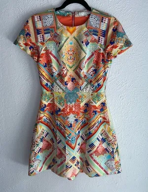 Alexis Multicolor Geometric Print Mini Dress Small kaleidoscope thumbnail 1