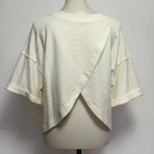 Easel Top Medium Cream Textured Crossover Tulip Back Short Sleeve ET22276 thumbnail 6
