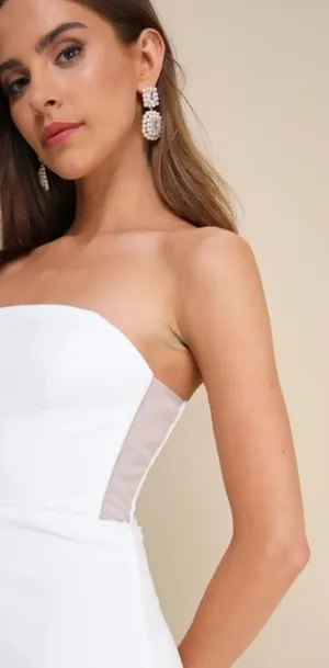 LULUS Bridal Bachelorette Engagement Bridal Shower Sexy Strapless Mini Dress thumbnail 1