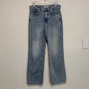 7 For All Mankind‎ Tess Studded Wide Leg Jeans Size 30 thumbnail 3