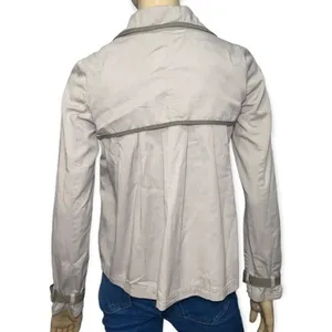 Free People Women’s Size 4 Light Gray Double Breasted Cotton Mini Trench Jacket thumbnail 4