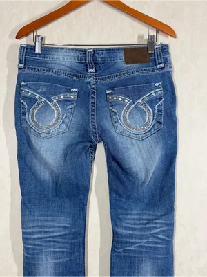 Big Star Women’s Liv Bootcut Jeans Low Rise Embroidered Stitch in Medium Wash 30 thumbnail 5
