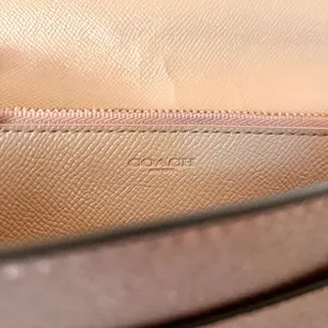 Coach Rose Gold Leather Gold Turnlock Chain Crossbody Convertible Bag #F22828 thumbnail 5