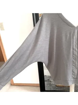 Jane and Delancey Gray V-Neck Long Sleeve Shirt thumbnail 3