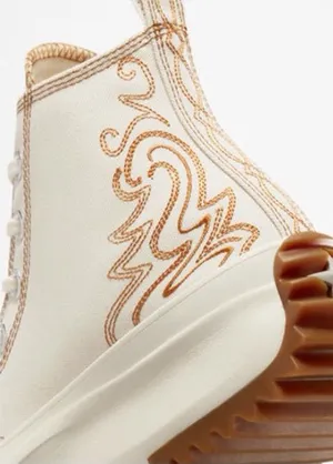 Converse Cream High-Top Sneakers with Tan Stitching thumbnail 1