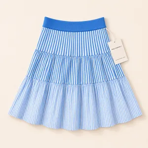 Free Assembly Blue White Striped Knit Tank Ruffle Top Tiered Mini Skirt Set‎ S thumbnail 5