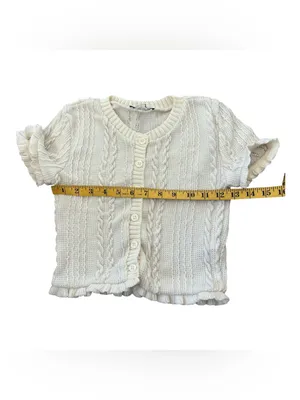Women’s Cream Cable Knit Button-Front Top Size S thumbnail 3