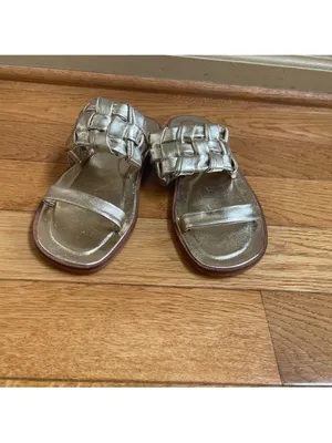 Free people Winding river slip-on flat quilted woven sandals in gold Sz 36.5 thumbnail 5