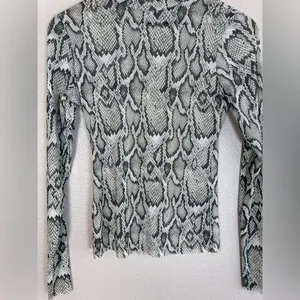 AFRM Revolve Zadie Semi Sheer Mesh Snakeskin Snake Print Long Sleeve Top Small thumbnail 6